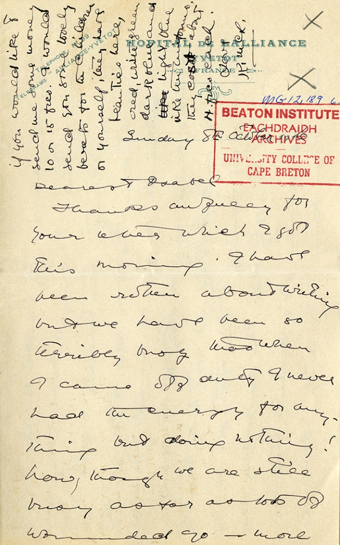 Letter from Katharine McLennan to Isabel Farley